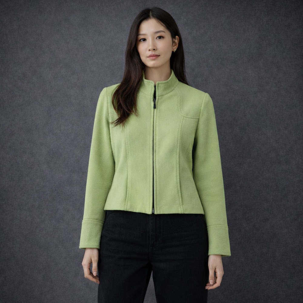 WOOL CASHMERE BLEND ZIP UP LIGHT GREEN JACKET SIZE 12